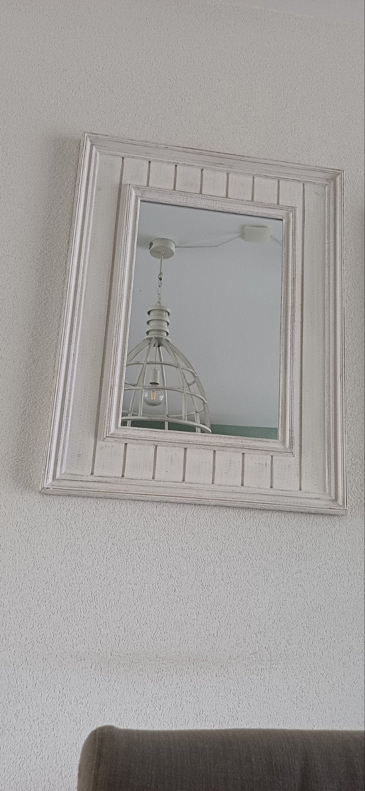 2x Riviera Maison Newport Bay Spiegel Distressed White, Ophalen, Zo goed als nieuw, Rechthoekig, 50 tot 75 cm