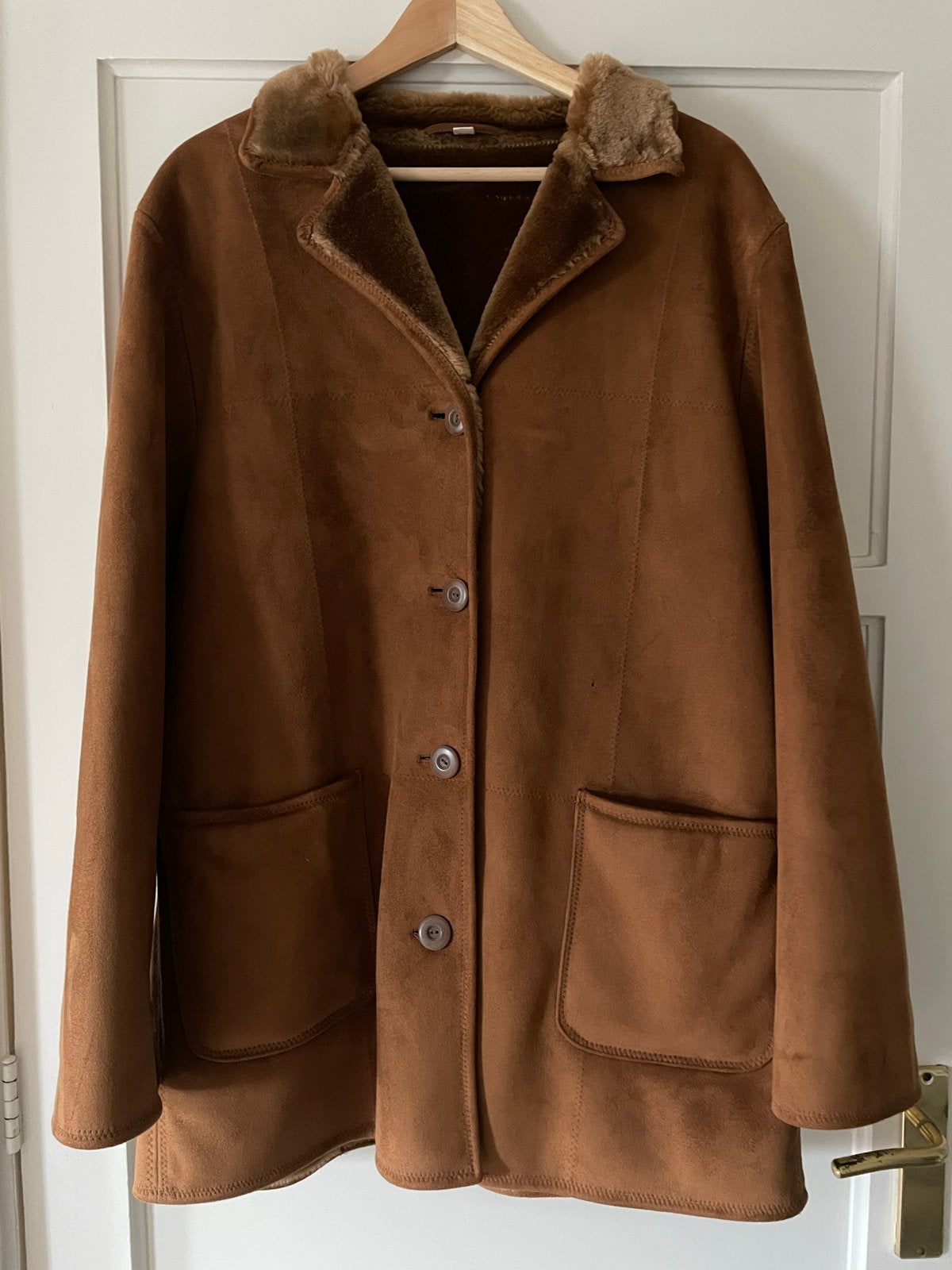 Lamy camel coat faux fur maat 44, Ophalen of Verzenden, Zo goed als nieuw, Maat 42/44 (L), Bruin