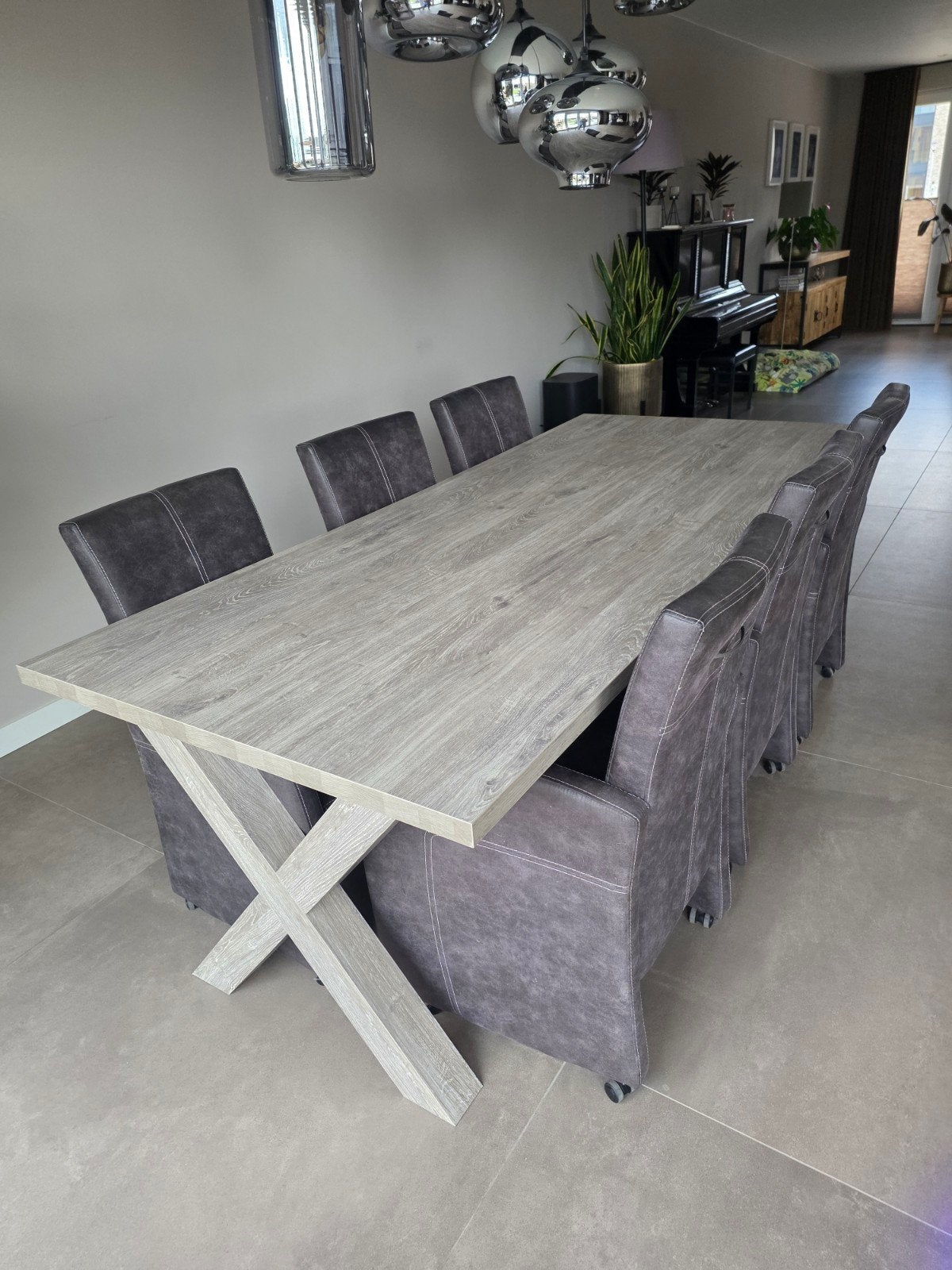 Grote eettafel met 6 luxe stoelen 230x100x76, Ophalen of Verzenden, Gebruikt, 6 tot 8 stoelen