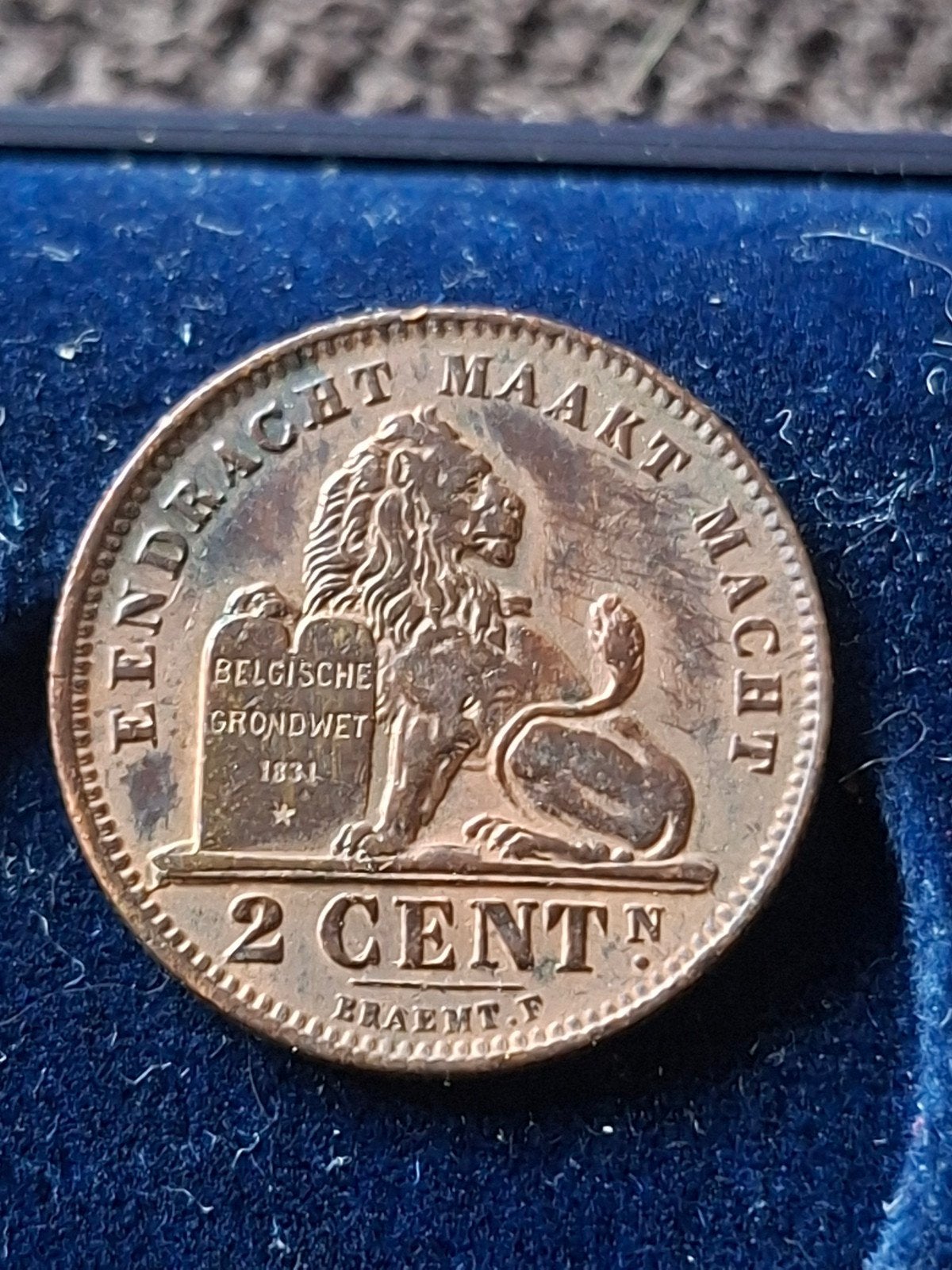 Belgische 2 Cent Munt 1911 - Albert Koning der Belgen, Ophalen of Verzenden, Metaal, Losse munt