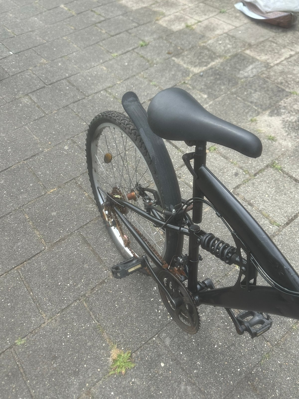 Zwarte mountainbike met roestige ketting en tandwielen, Overige merken, Gebruikt, Ophalen of Verzenden, 53 tot 57 cm