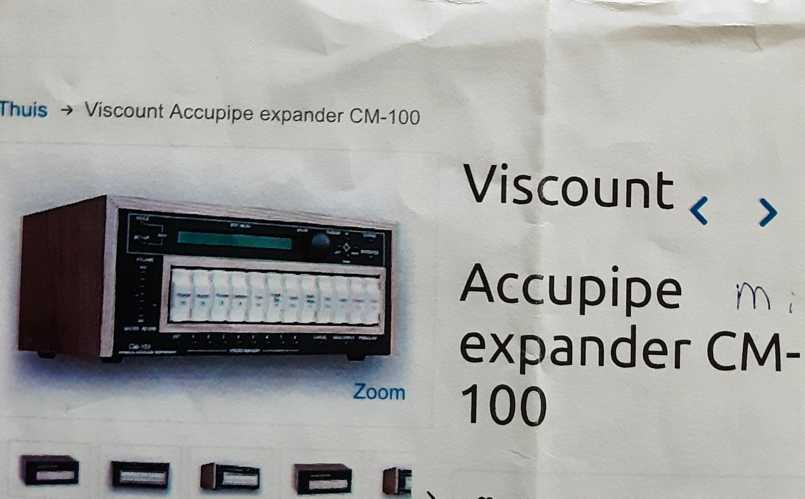 Viscount Accupipe expander CM-100 gezocht, Ophalen of Verzenden, Gebruikt, Overige typen