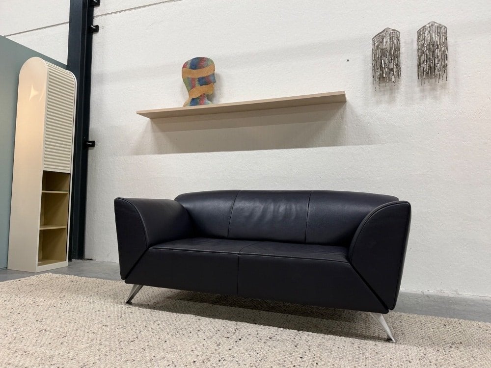 Als nieuw Jori Pacific 2 Zits Bank blauw leer 165, Hoogweg 52, Jori, 150 tot 200 cm, Tweepersoons