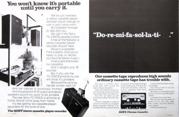 34 vintage advertenties reclame Sony 60-98 cassette recorder, Ophalen of Verzenden, Reclamebord