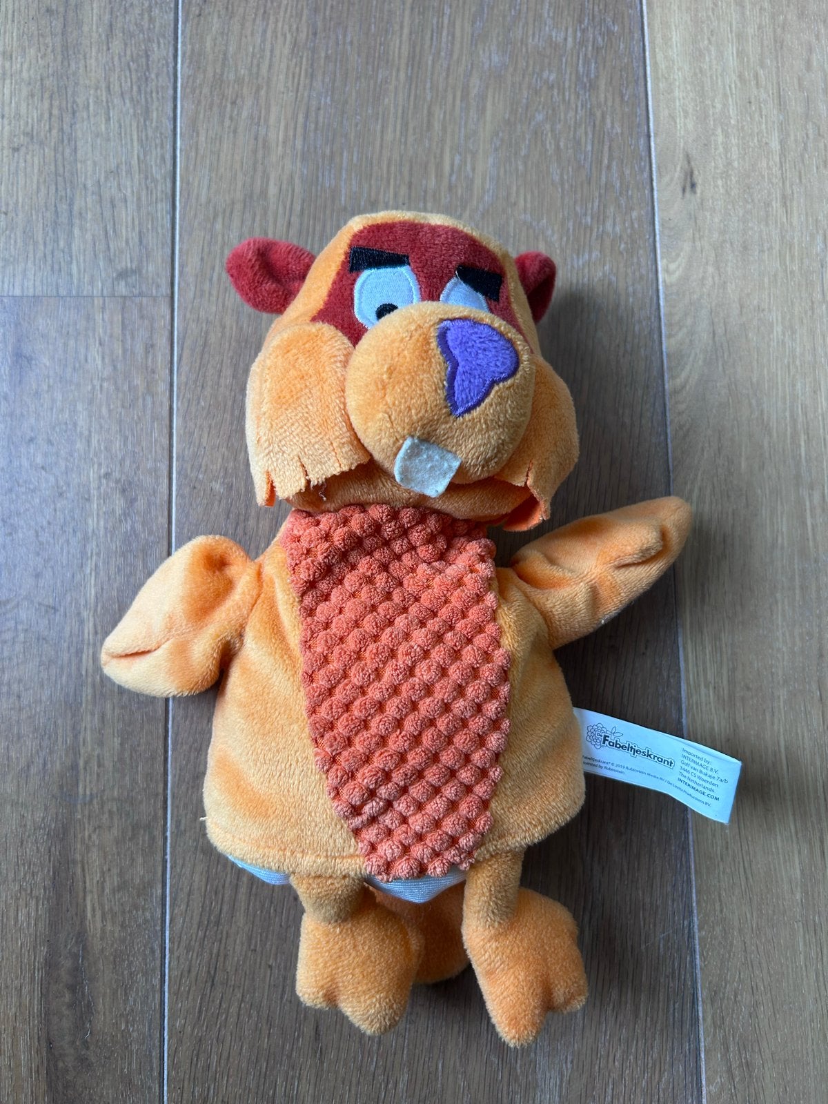 Fabeltjeskrant handpop Bor de Wolf, Oranje, Gebruikt, Overige merken, Overige karakters