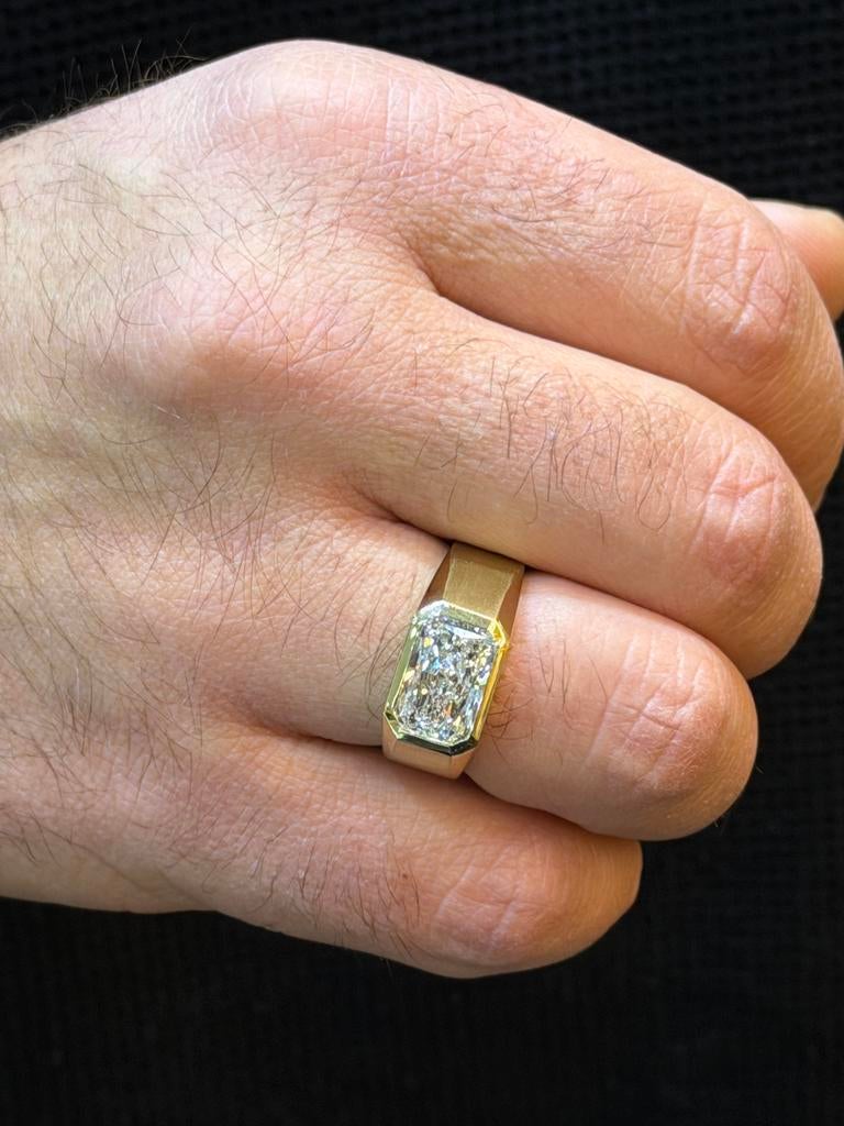 14KT Goud - Herenring - 4ct Labdiamant - 8.1 Gram-Mannenring, Sieraden, Tassen en Uiterlijk, Ringen, Ophalen, 20 of groter, Heer