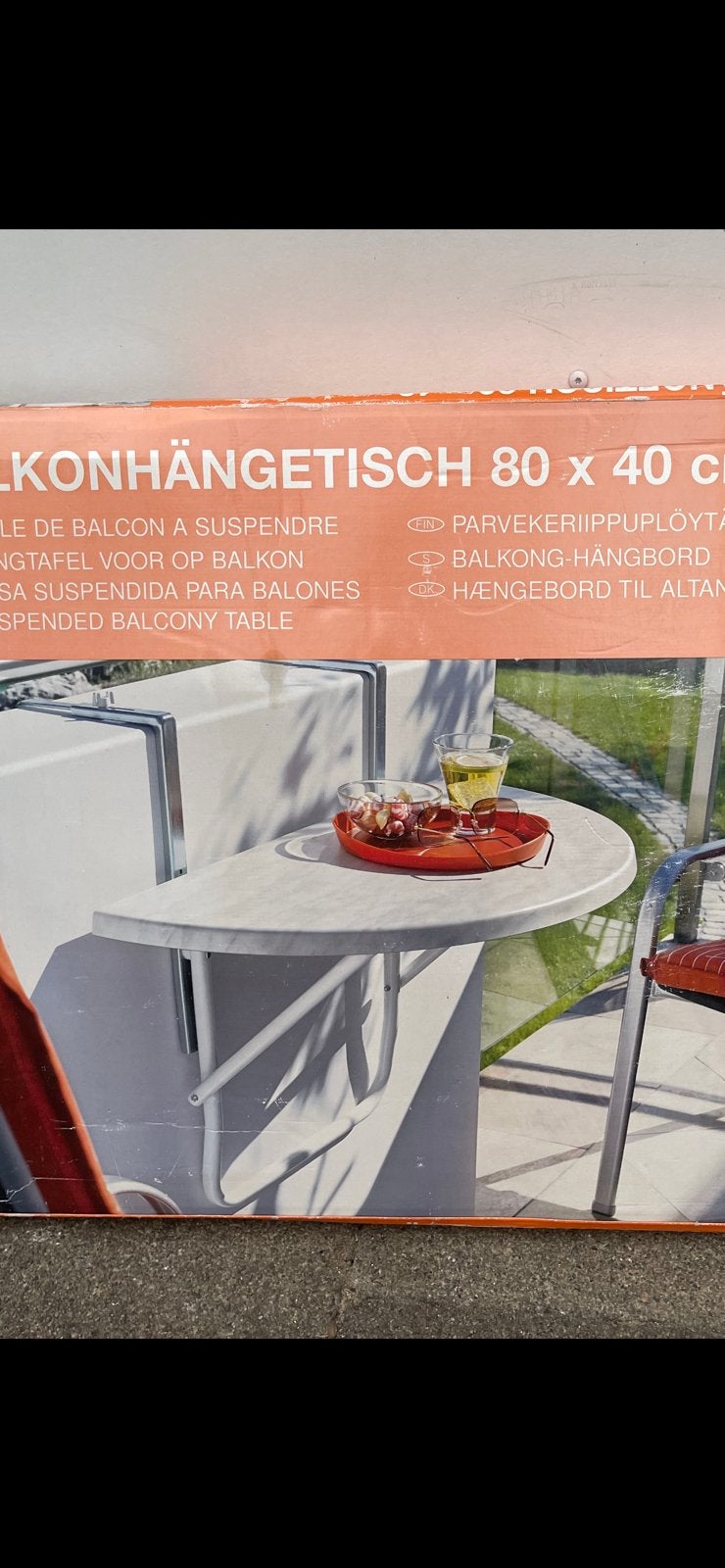 Nieuwe Halfrond Design - Opklapbare  Teraas/Balkontafel, Ophalen, Overige materialen, Minder dan 55 cm, Zo goed als nieuw