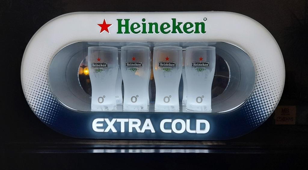 Heineken Extra Cold Lichtbak, Verzamelen, Ophalen of Verzenden, Gebruikt, Reclamebord, Plaat of Schild, Heineken