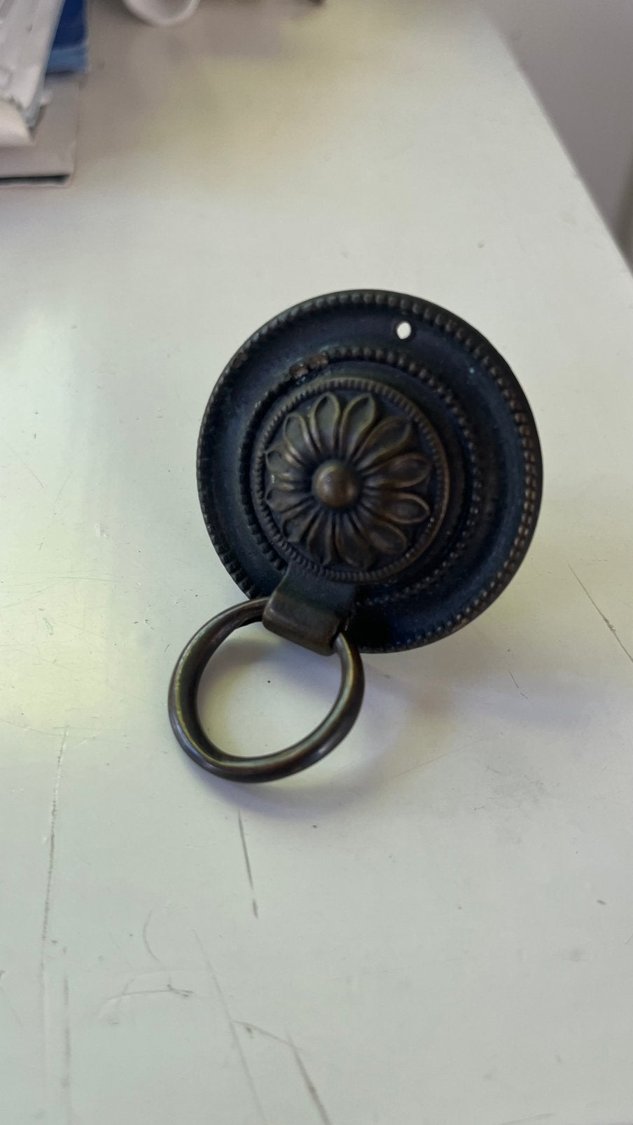 Antieke koperen handgreep doorsnede 4,5 cm, Ophalen of Verzenden, Zo goed als nieuw, Metaal of Aluminium