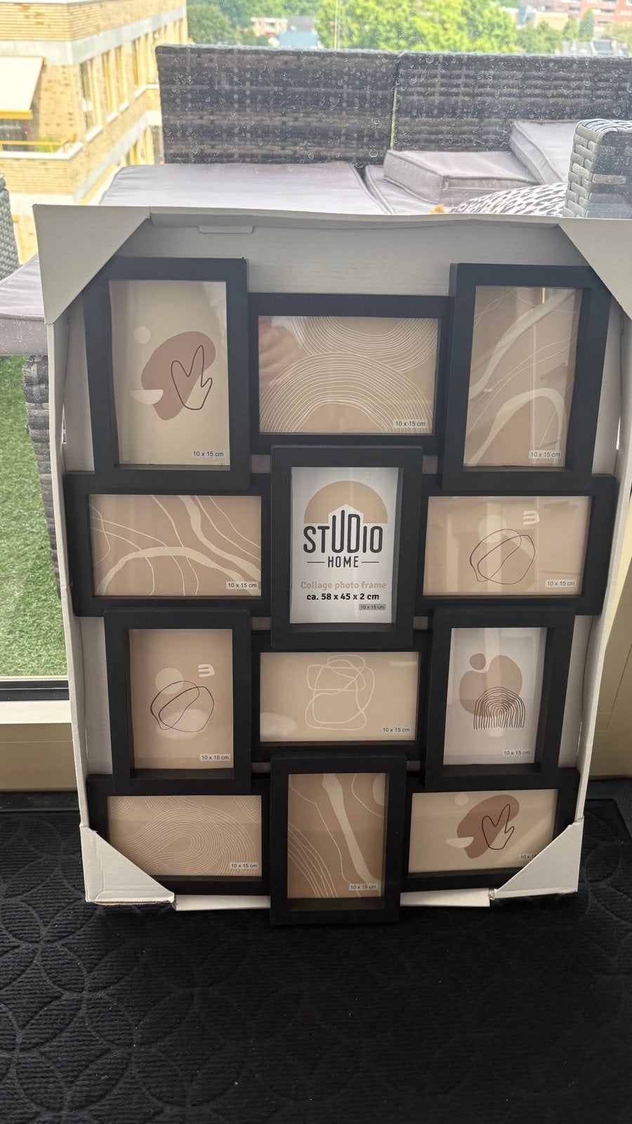 Collage fotolijsten zwarte rand 4 stuks, Ophalen, Zo goed als nieuw