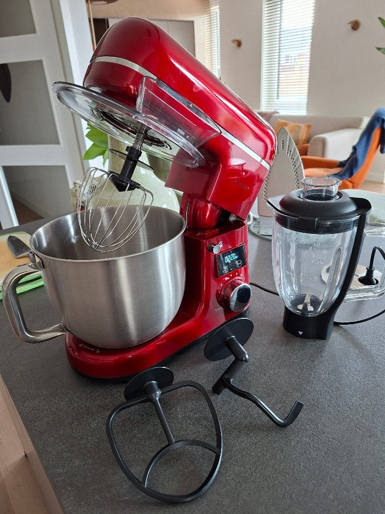 Silver Crest Keukenmachine Rood 900W met Blender 1L, 4 liter of meer, Ophalen, Zo goed als nieuw, 3 snelheden of meer