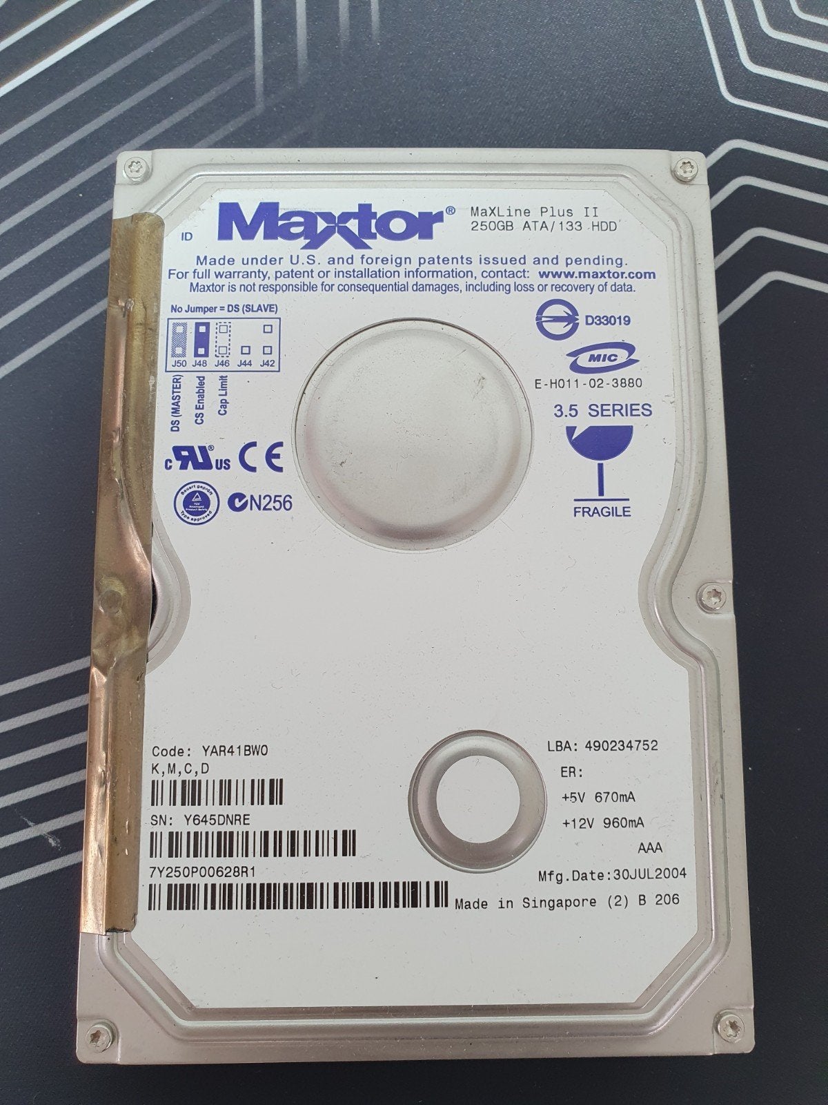 Maxtor MaXLine Plus II 250GB harde schijf – 3.5" IDE (PATA), Maxtor, Intern, Gebruikt, .