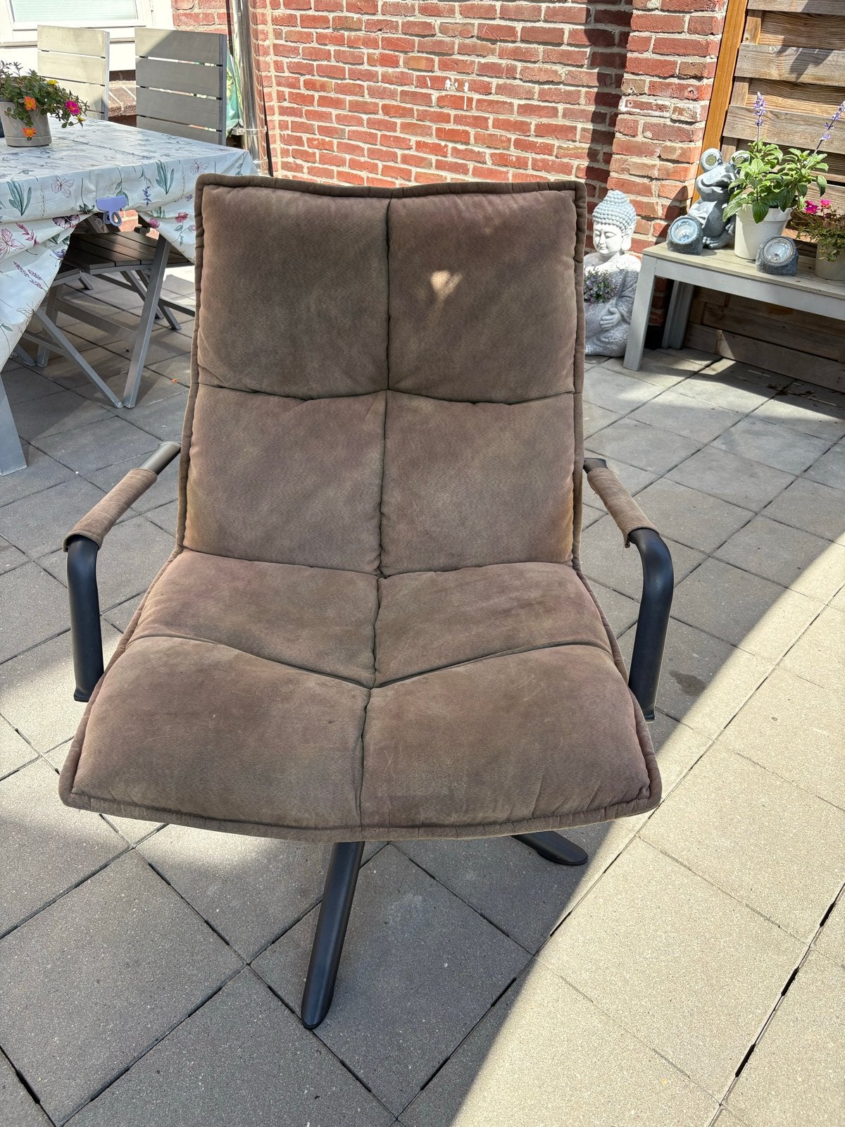 Comfortabele bruine fauteuil met draaivoet, Ophalen, Gebruikt, Bruin, Eén