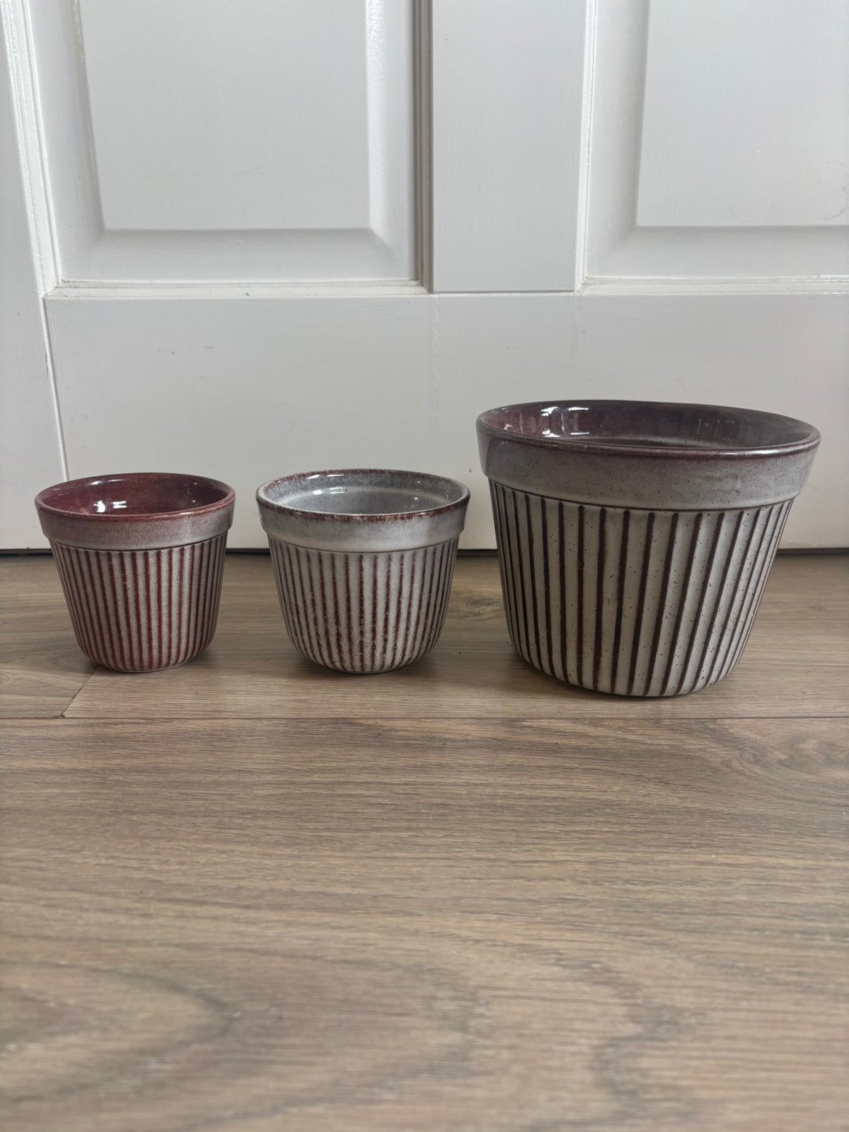 Set vintage Westraven Utrecht bloempotten jaren 60 3 stuks, Rond, Ophalen of Verzenden, Zo goed als nieuw, Aardewerk