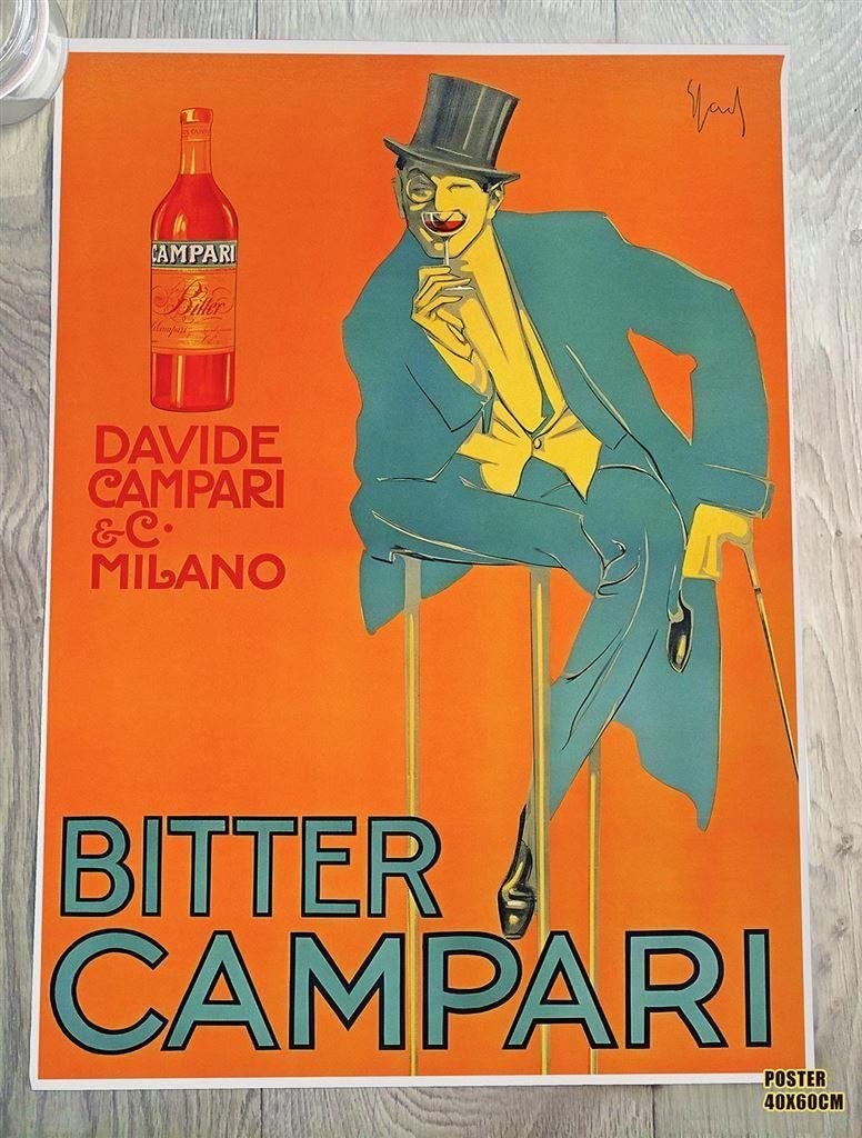BITTER CAMPARI Vintage Art Deco Reclame poster, Verzenden, Nieuw, Overige typen