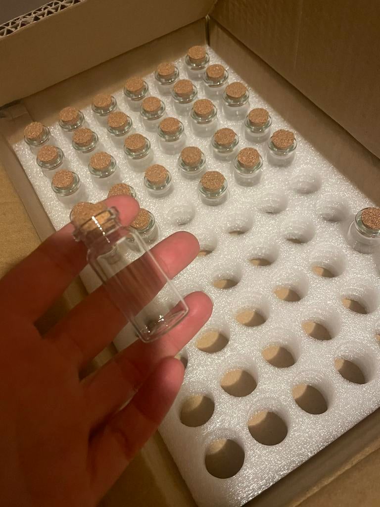 Mini glazen flesjes met kurk 10ml - 93 stuks, Ophalen of Verzenden, Nieuw