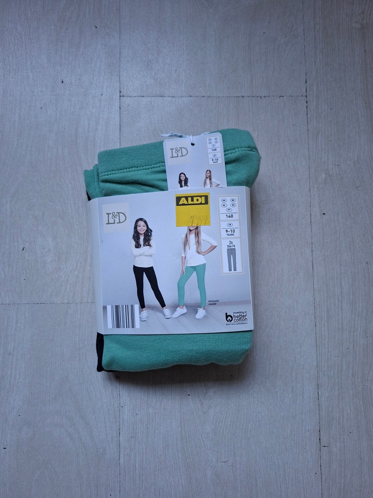Nieuwe Aldi Leggings 2-pack (zwart/groen) - Maat 140, Kinderen en Baby's, Ophalen of Verzenden, Nieuw, Aldi, Meisje