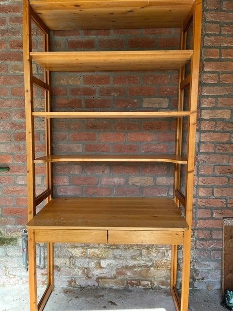 lundia wandkast annex bureautje, Ophalen, Met plank(en), Gebruikt, 100 tot 150 cm