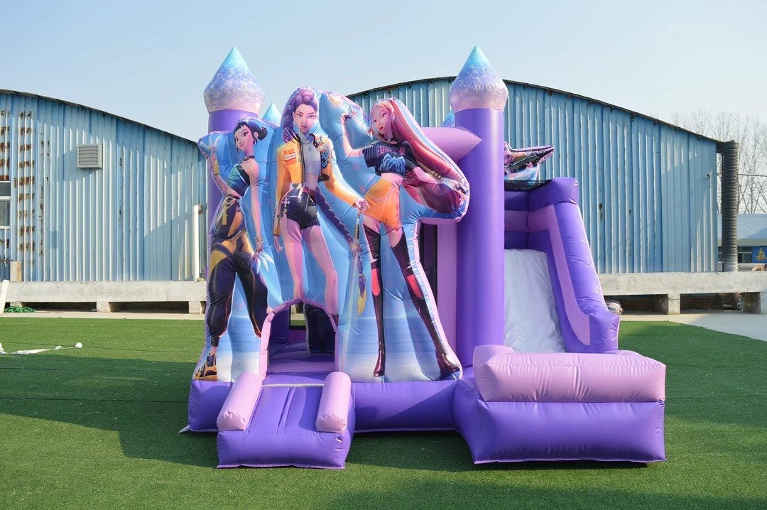 K-Pop Lucht Kasteel 4x4 met glijbaan en basketbalring, Ophalen of Verzenden, Nieuw