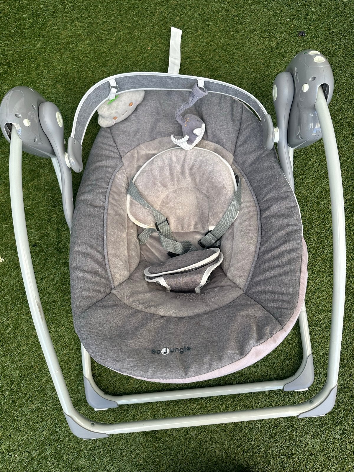 Bo Jungle B-Portable Swing - Grijze Automatische Babyschomme, Ophalen of Verzenden, Zo goed als nieuw
