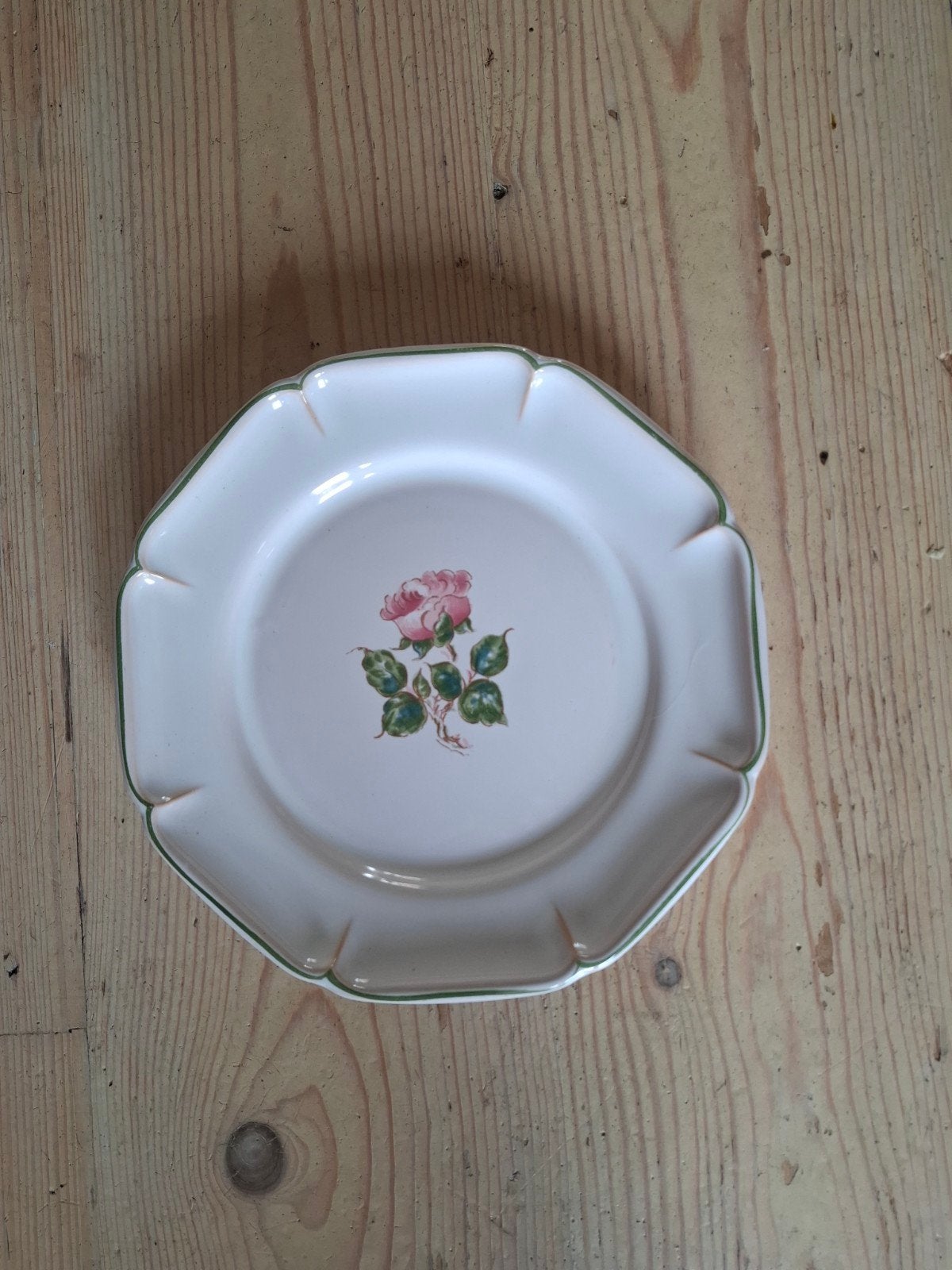 Set van 22 vintage Gien France borden met roosdecor, Ophalen