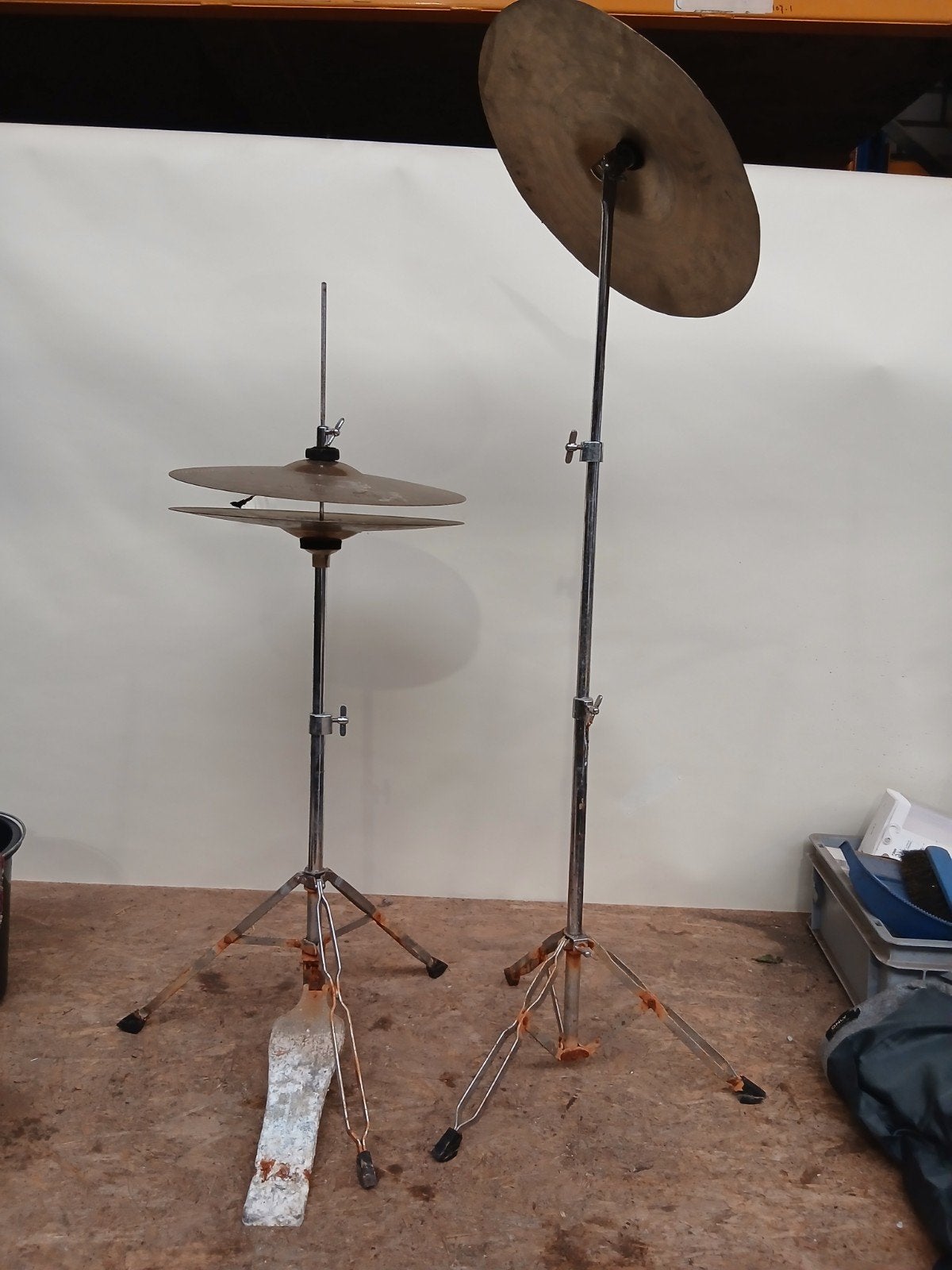 Bekken set met standaarden - Paiste 302 Hi-Hat & Shock Ride, Ophalen, Gebruikt, Onbekend, Onbekend