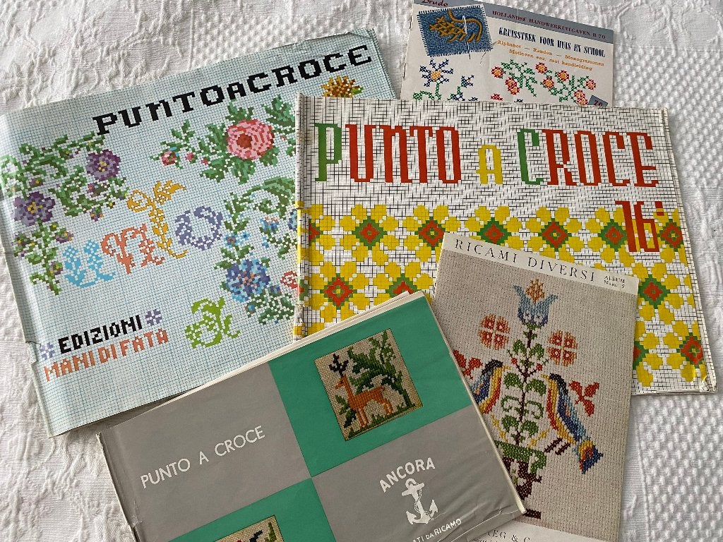 5 oude borduurboekjes, Verzenden, Gebruikt, Handborduren, Patroon
