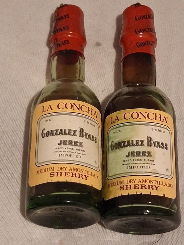 2x La Concha Gonzalez Byass Jerez Sherry miniaturen, Ophalen of Verzenden, Gebruikt, Spanje, Overige typen