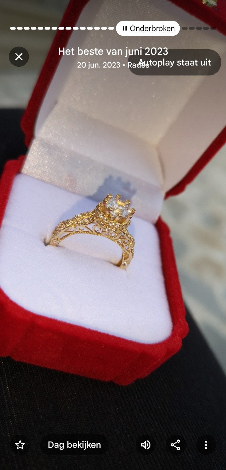 Prachtige Gouden Ring met Edelsteen, Sieraden, Tassen en Uiterlijk, Ringen, Ophalen of Verzenden