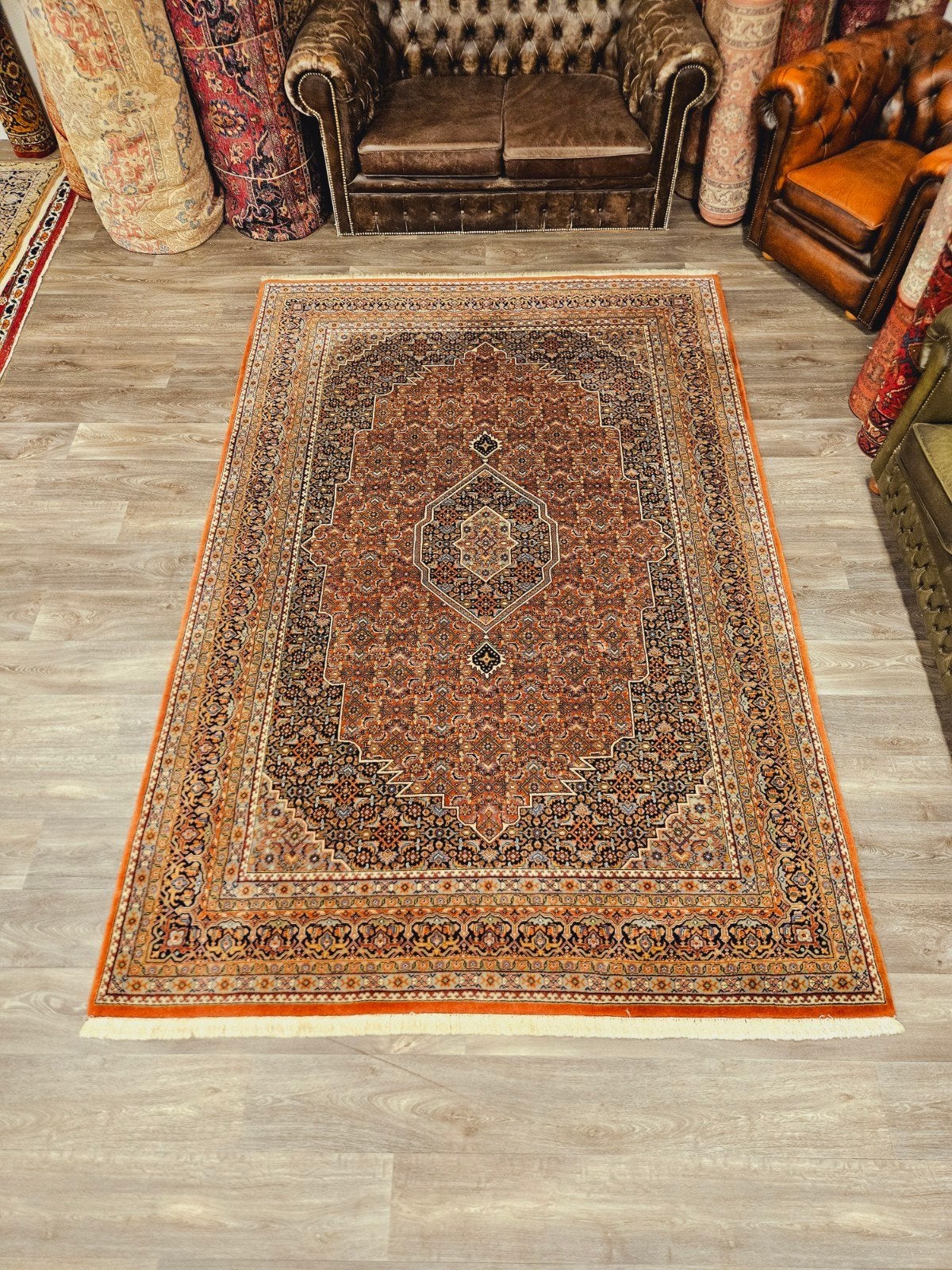 Perzisch Handgeknoopt Bidjar Tapijt. 200 x 310, Crème, Perzisch, 200 cm of meer, Ophalen of Verzenden