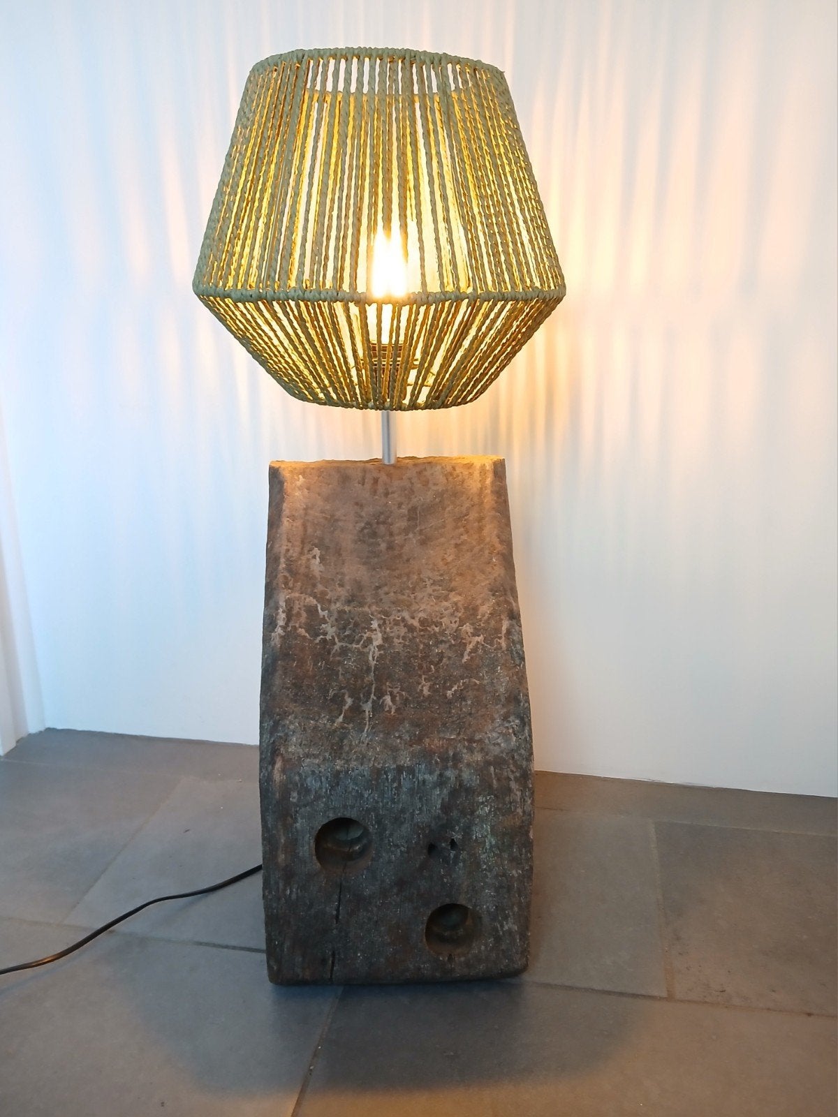 Landelijke meerpaallamp, Ophalen, Nieuw, Hout, E27 (groot)