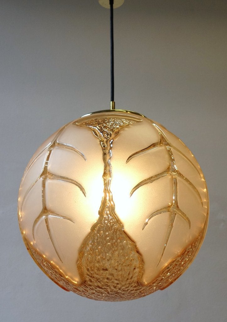 Vintage Peill & Putzler Atlantis hanglamp Globe lamp, Ophalen of Verzenden, Gebruikt, Vintage design hanglamp 70's Hollywood Regency Mid-Century