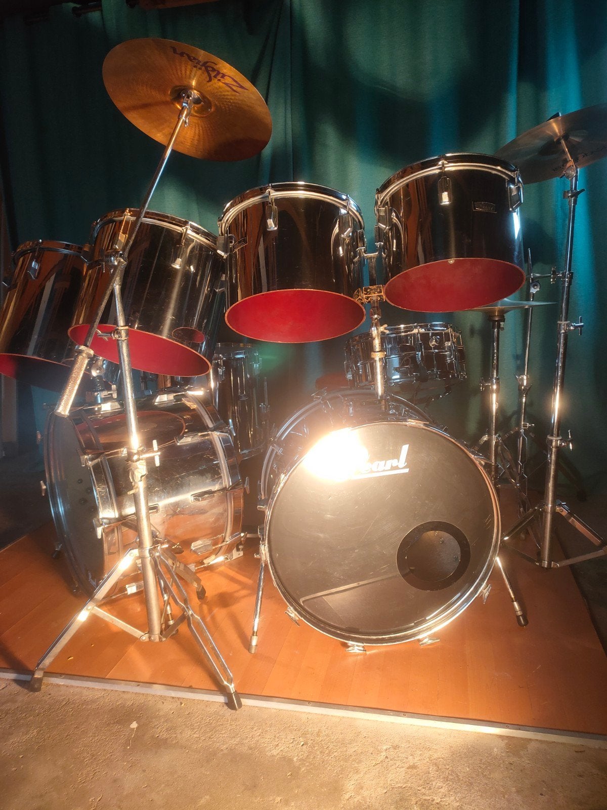 7-delig Pearl Wood fiberglass drumstel, Ophalen, Gebruikt, Overige merken