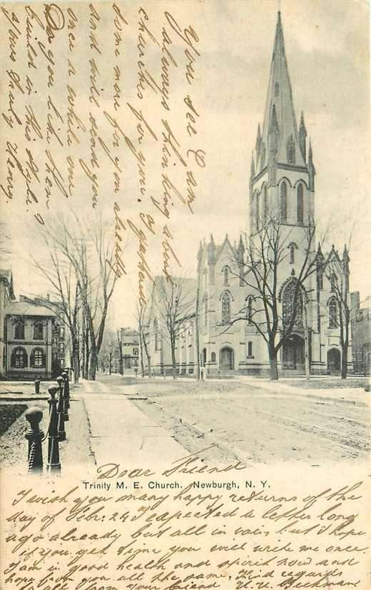 377-394-009 Newburgh NY Trinity Church, Ophalen of Verzenden, Voor 1920, Buiten Europa