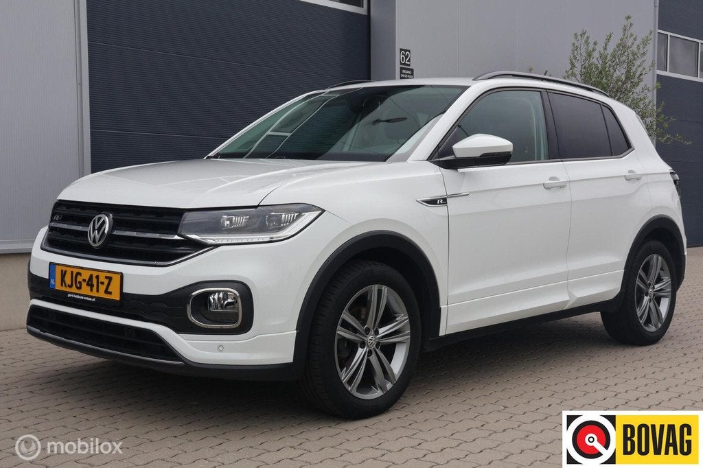 Volkswagen T-Cross 1.0 TSI DSG R-Line I LED | Carplay | ACC, Auto's, Volkswagen, Gebruikt, Zwart, 116 pk, Wit