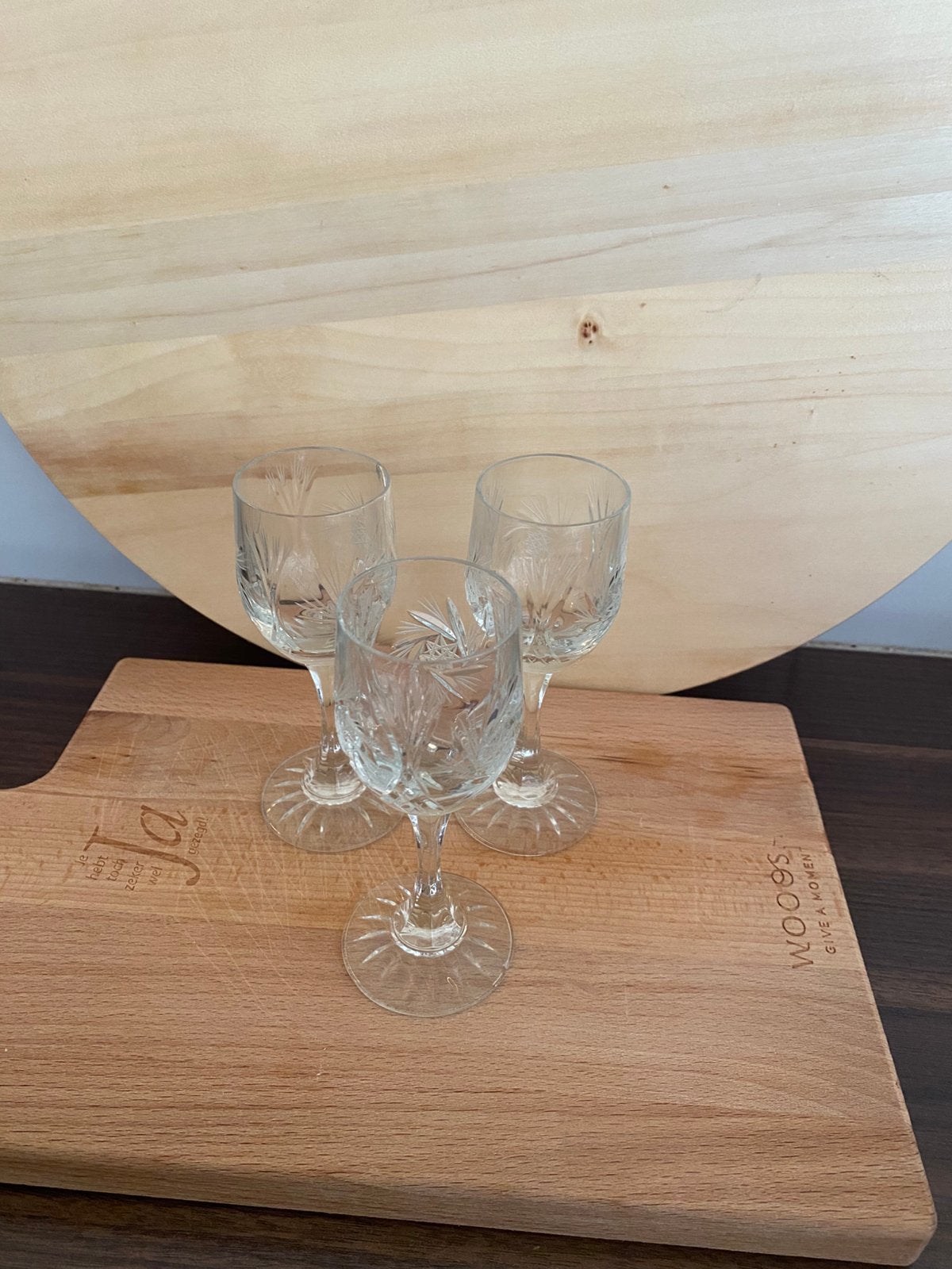 3 kristallen glaasjes, Ophalen, Zo goed als nieuw, Borrel- of Shotglas