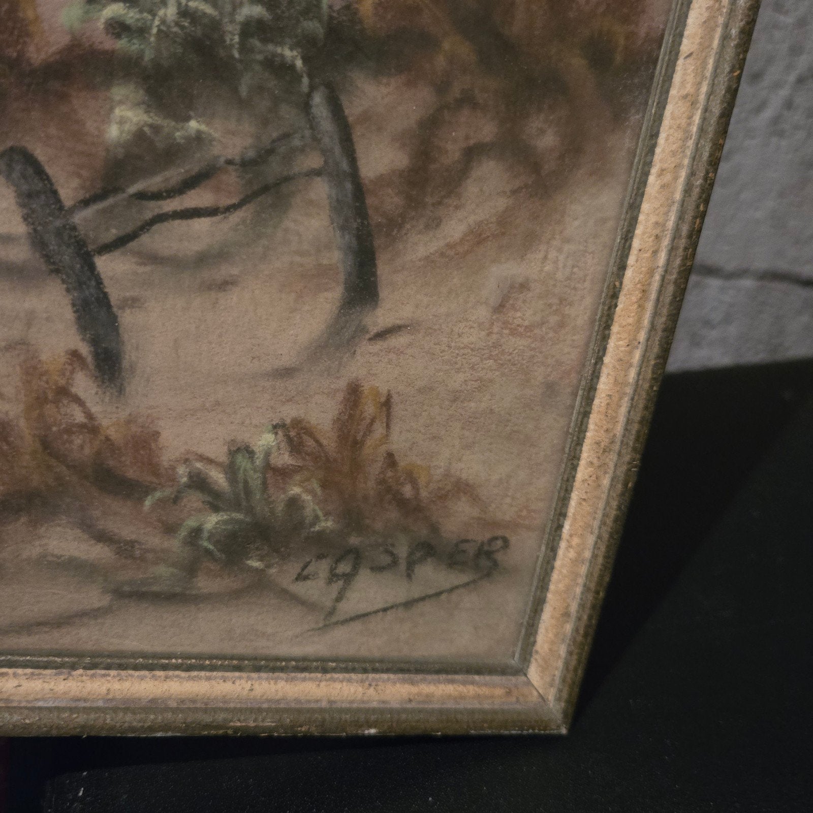 Vintage Pastel Schilderij: Kustlandschap met Duinen, Antiek en Kunst, Maritiem / water, Ophalen of Verzenden, Klassiek, Pastel