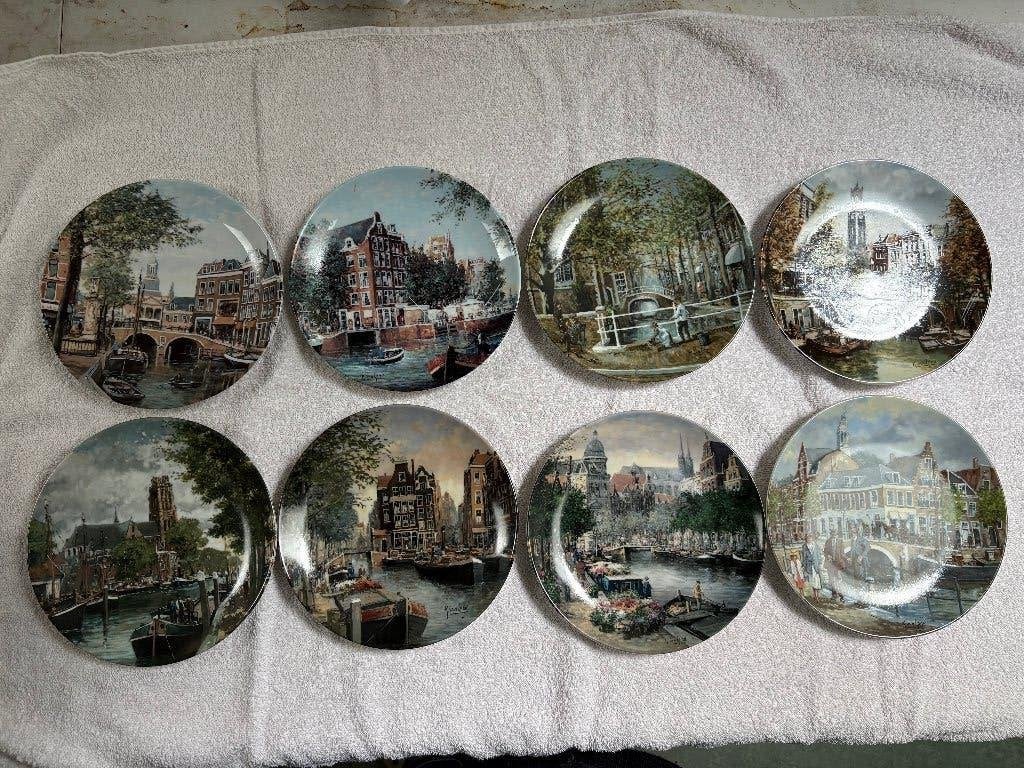 8 Koninklijke Mosa wandborden, serie Grachten van Holland, Ophalen