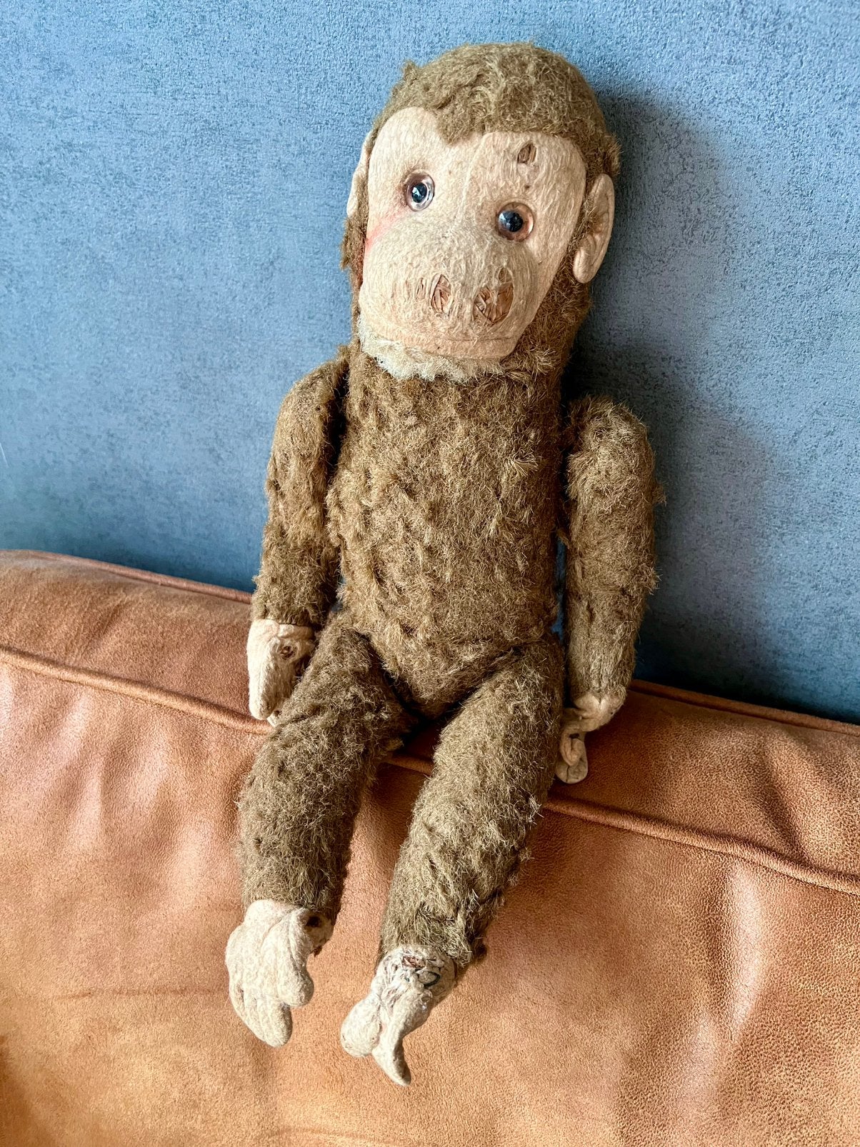 Collectors Item Steiff Chimpansee Mohair Stro Gevuld 50’s, Ophalen of Verzenden, Gebruikt, Overige typen, Steiff