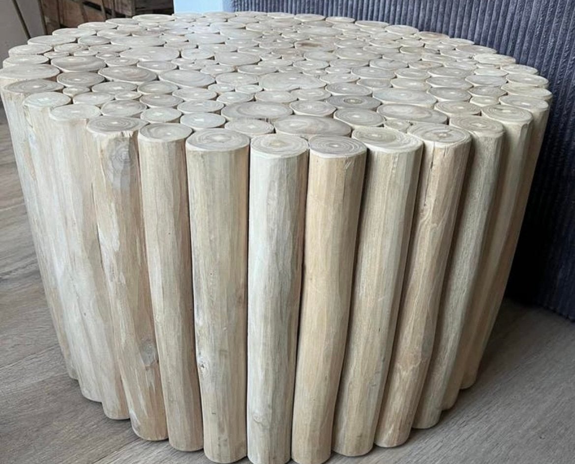Tafeltje hout zgan!, Huis en Inrichting, Tafels | Salontafels, Ophalen, Zo goed als nieuw, Rond, 50 tot 100 cm