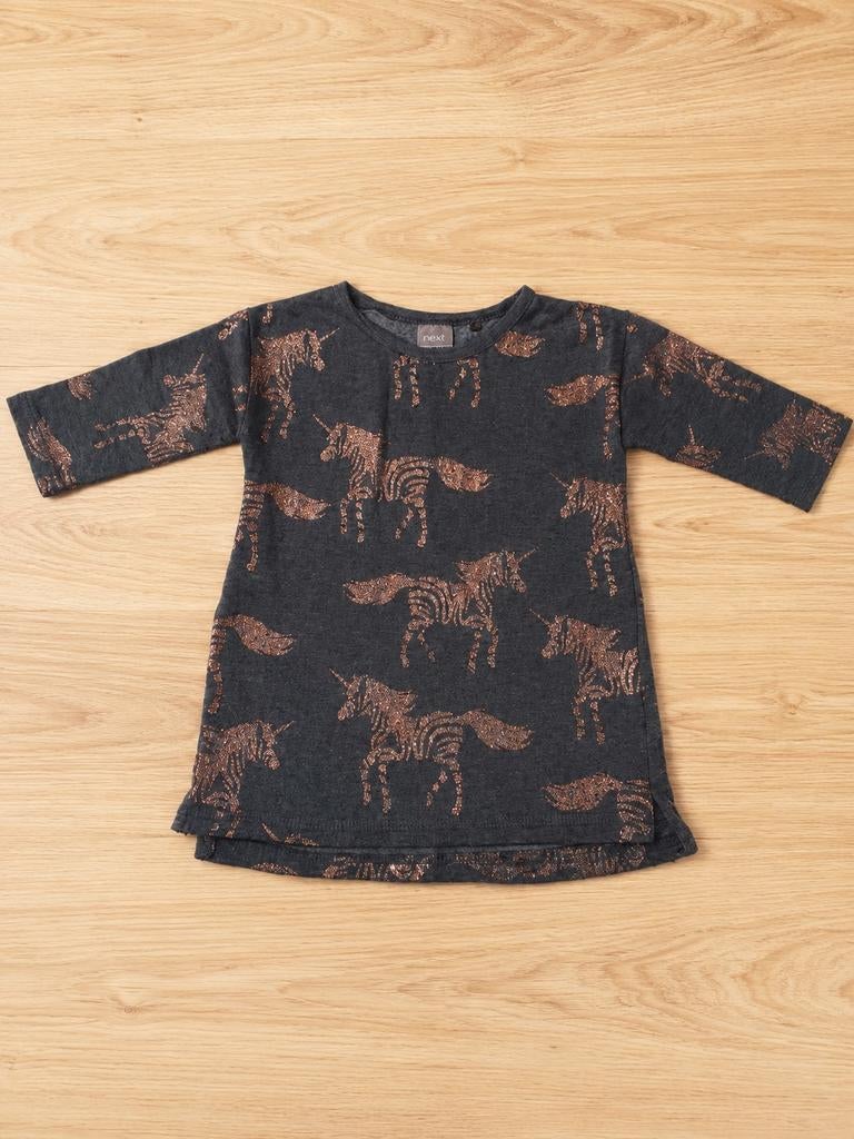 Next jurkje maat 74 met eenhoorns, Kinderen en Baby's, Babykleding | Maat 80, Gebruikt, Meisje, Jurkje of Rokje, Ophalen of Verzenden