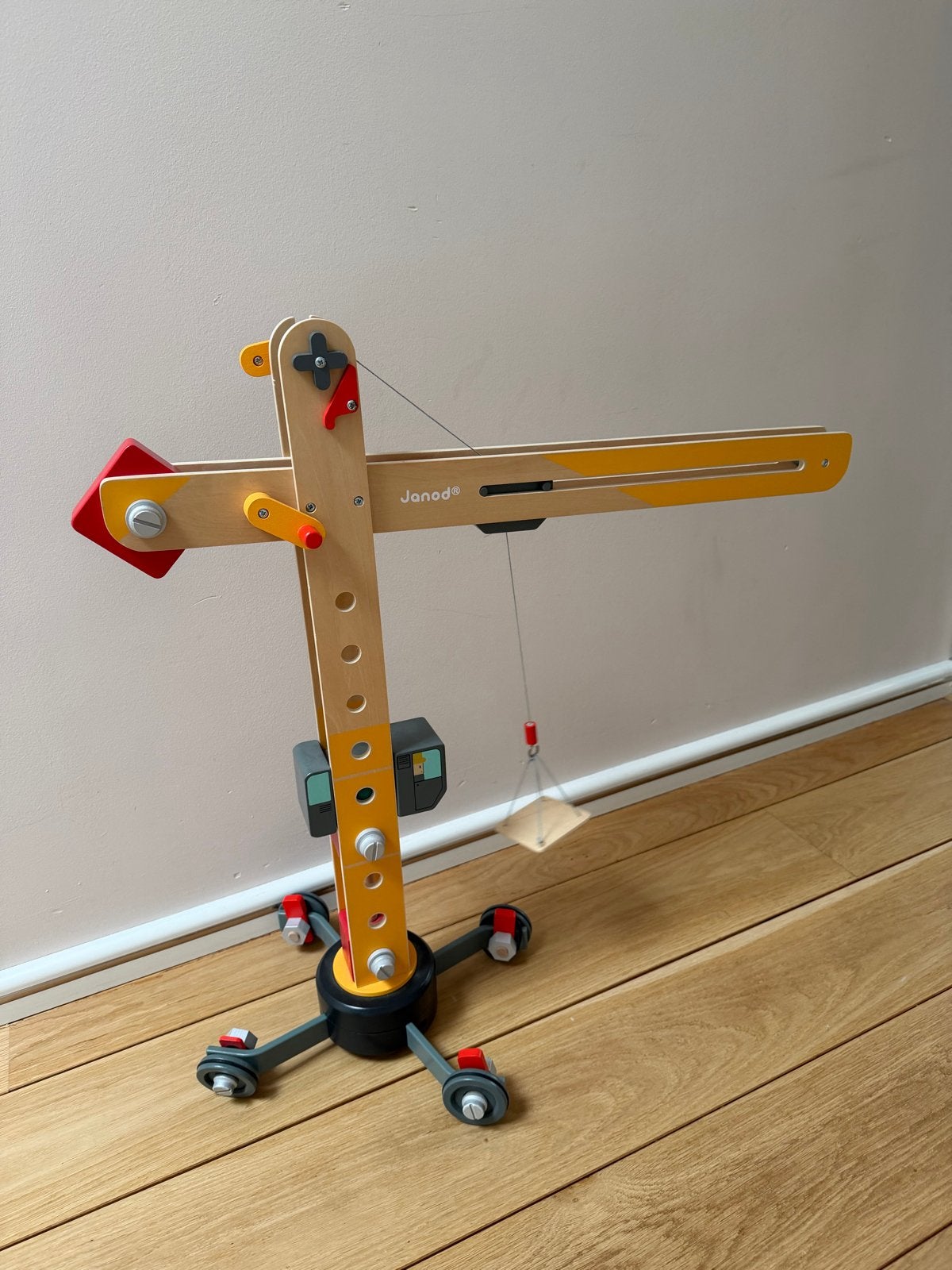 Janod Houten Kraan met Wielen - Speelgoed Kraan, Ophalen, Zo goed als nieuw, Overige typen