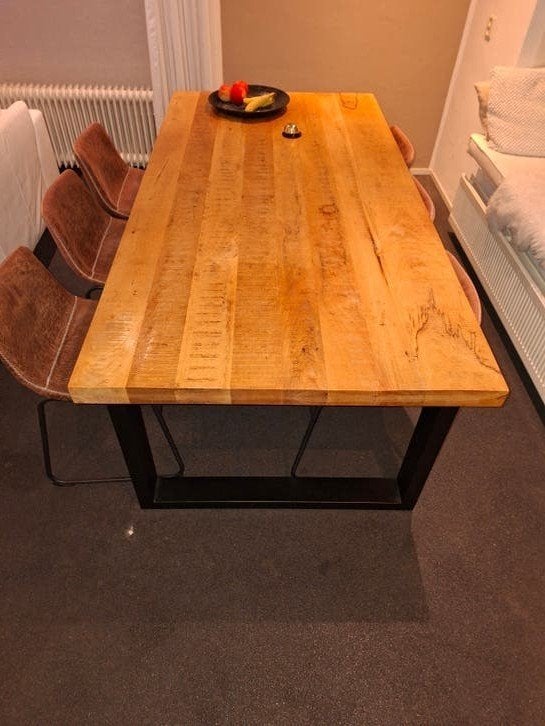 Massieve mangohouten eettafel 100x200cm, perfecte staat, Huis en Inrichting, Ophalen, 100 tot 150 cm, Zo goed als nieuw, Vijf personen of meer