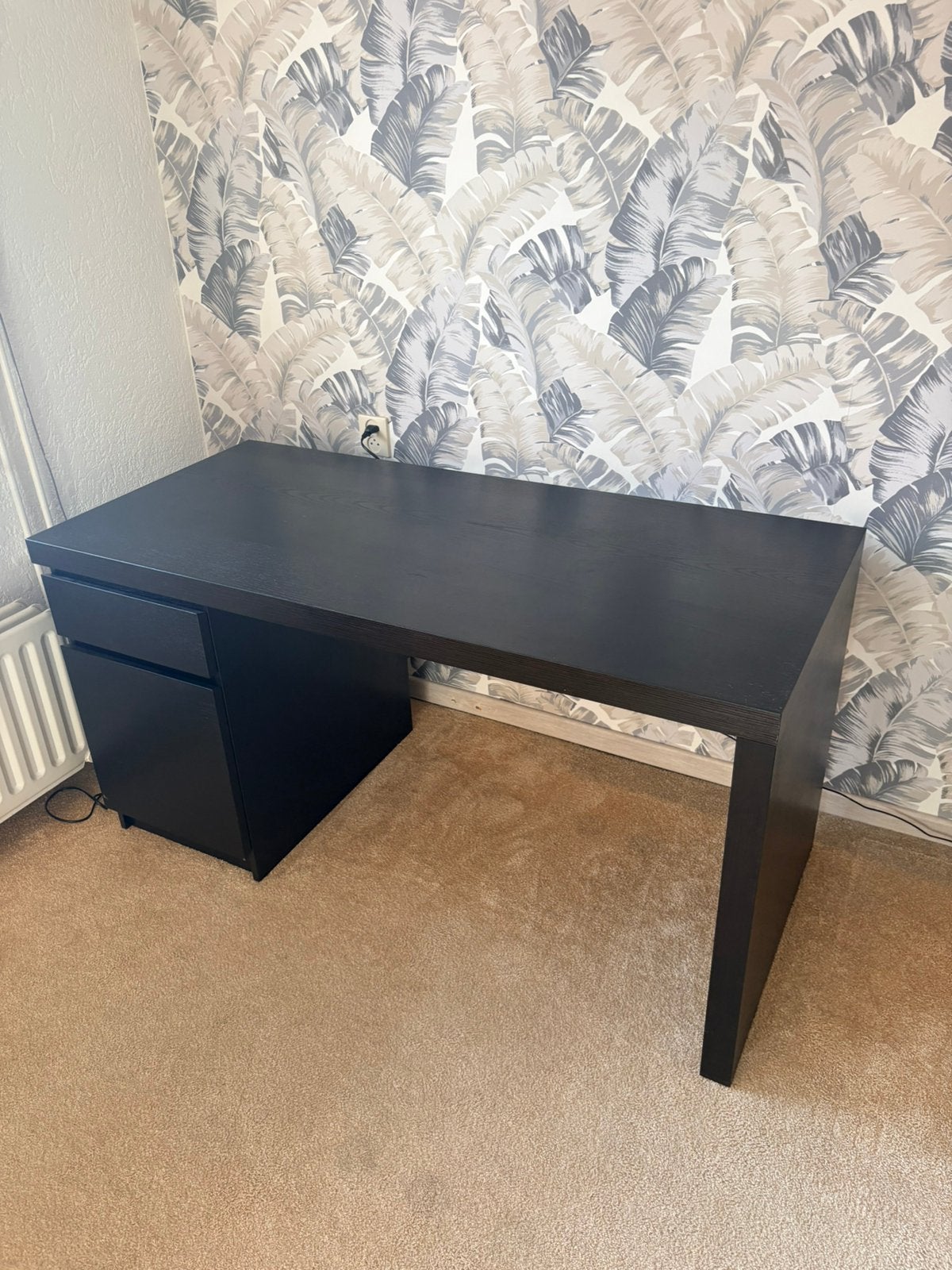 Ikea Malm Bureau 140cm, Ophalen, Zwart, Gebruikt, 65 cm