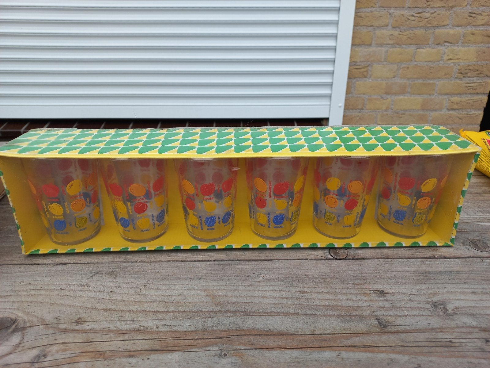 Vintage limonadeglazen set van 6 met fruitmotief, Ophalen of Verzenden
