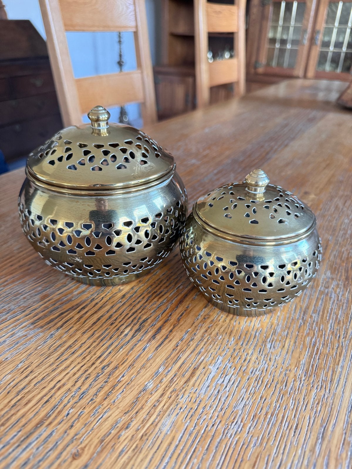 Vintage messing verzilverd theeservies en opbergpotjes, Ophalen