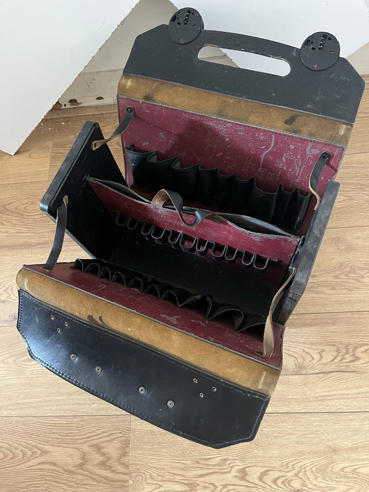 Vintage Leren Gereedschapstas / Monteurstas, Doe-het-zelf en Verbouw, Ophalen, Gebruikt