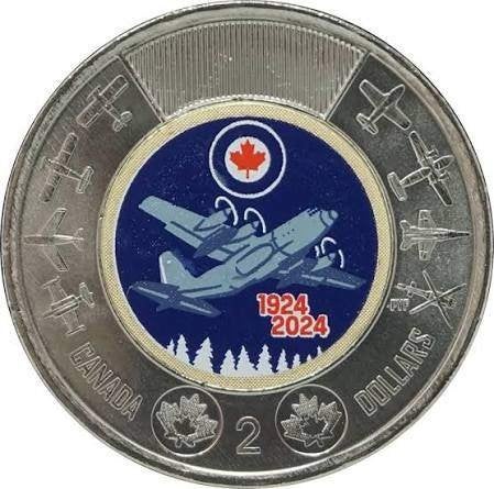 Canada Color 2 Dollar 2024 100th Anniversary of the R.C.A.F, Verzenden, Noord-Amerika, Losse munt