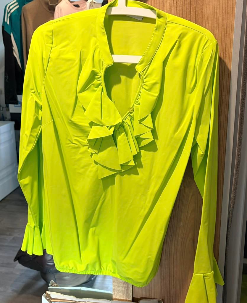 Lime groene roesel top van Helena Hart, Ophalen of Verzenden, Zo goed als nieuw, Maat 34 (XS) of kleiner, Groen