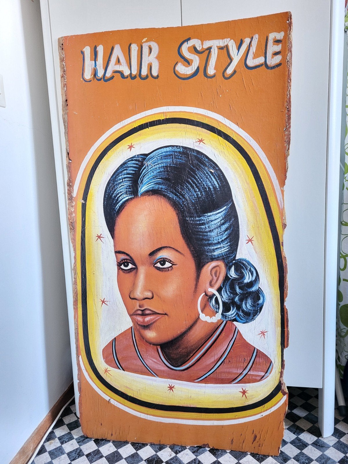 Vintage Afrikaans Kappersbord 'Hair Style', Ophalen